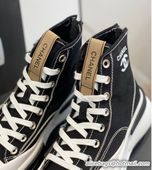 Best Grade Chanel Canvas High top Sneakers Black 122981