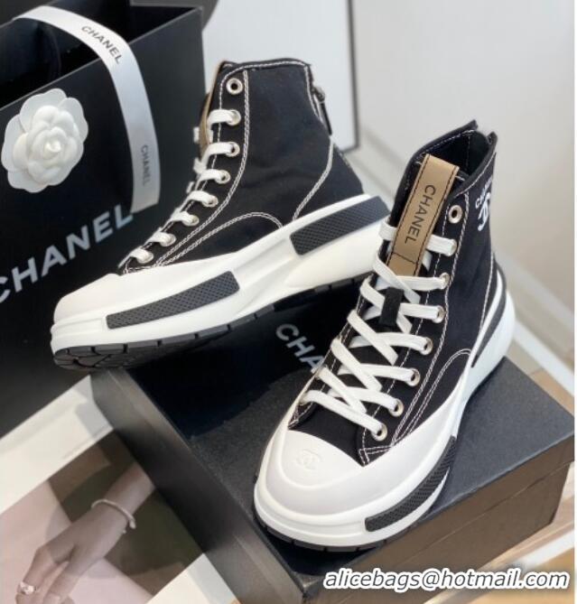 Best Grade Chanel Canvas High top Sneakers Black 122981