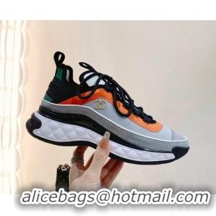 Duplicate Chanel Mesh & Suede Sneakers G39070 Grey/Orange 012902