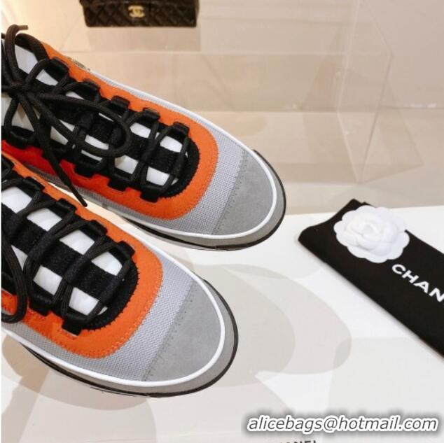 Duplicate Chanel Mesh & Suede Sneakers G39070 Grey/Orange 012902