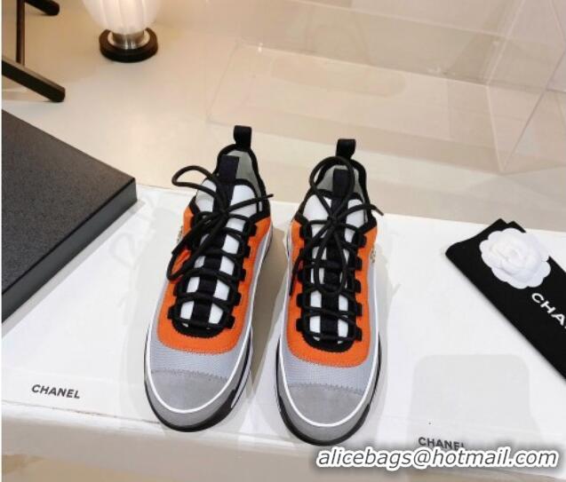 Duplicate Chanel Mesh & Suede Sneakers G39070 Grey/Orange 012902