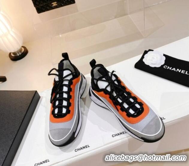 Duplicate Chanel Mesh & Suede Sneakers G39070 Grey/Orange 012902