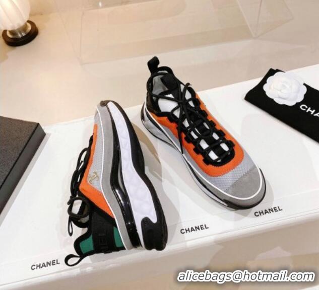 Duplicate Chanel Mesh & Suede Sneakers G39070 Grey/Orange 012902