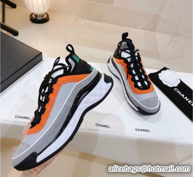 Duplicate Chanel Mesh & Suede Sneakers G39070 Grey/Orange 012902