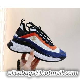 Sumptuous Chanel Mesh & Suede Sneakers G39070 Blue/Orange 012903