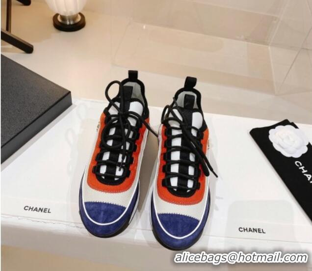 Sumptuous Chanel Mesh & Suede Sneakers G39070 Blue/Orange 012903