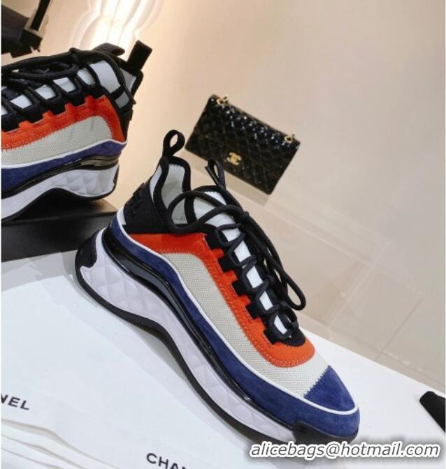 Sumptuous Chanel Mesh & Suede Sneakers G39070 Blue/Orange 012903