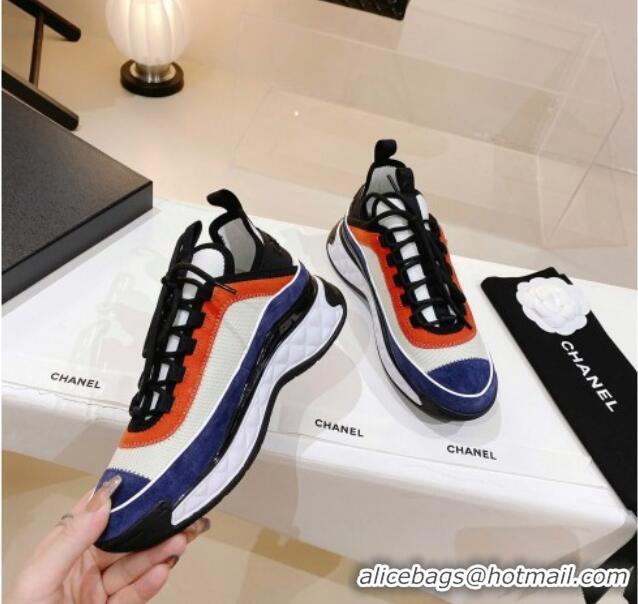 Sumptuous Chanel Mesh & Suede Sneakers G39070 Blue/Orange 012903