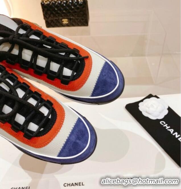 Sumptuous Chanel Mesh & Suede Sneakers G39070 Blue/Orange 012903