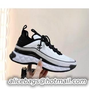 Sophisticated Chanel Mesh & Suede Sneakers G39070 White/Black 012905