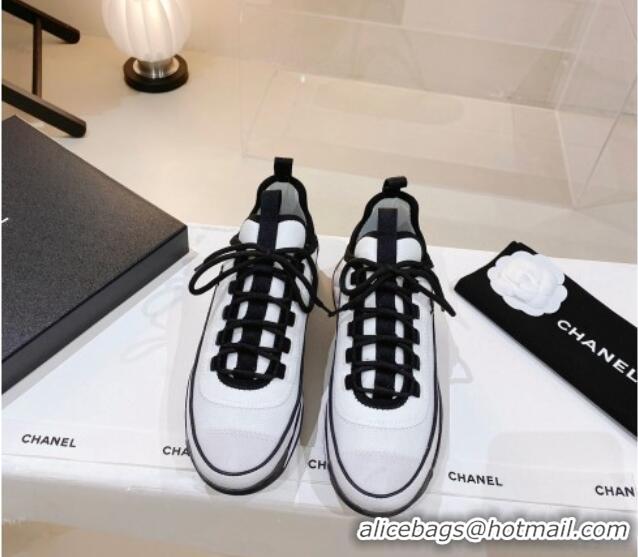 Sophisticated Chanel Mesh & Suede Sneakers G39070 White/Black 012905