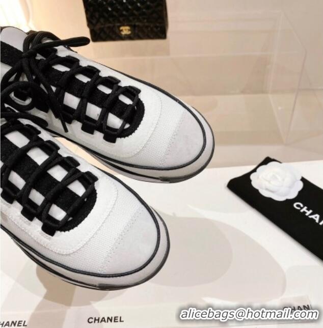 Sophisticated Chanel Mesh & Suede Sneakers G39070 White/Black 012905