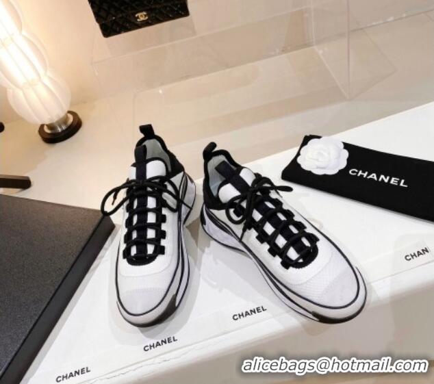 Sophisticated Chanel Mesh & Suede Sneakers G39070 White/Black 012905