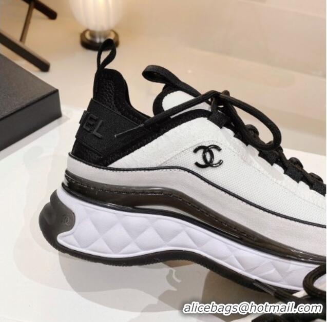 Sophisticated Chanel Mesh & Suede Sneakers G39070 White/Black 012905