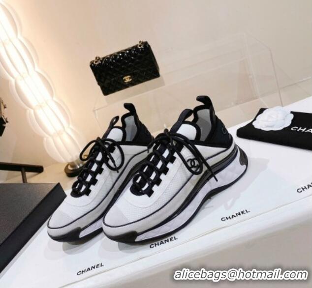 Sophisticated Chanel Mesh & Suede Sneakers G39070 White/Black 012905