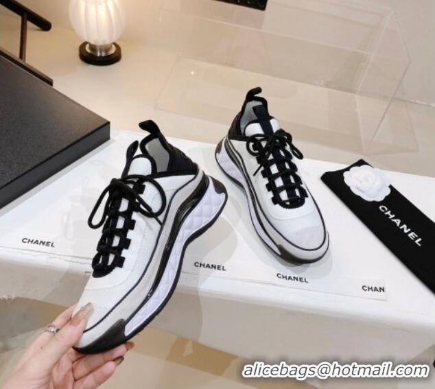 Sophisticated Chanel Mesh & Suede Sneakers G39070 White/Black 012905