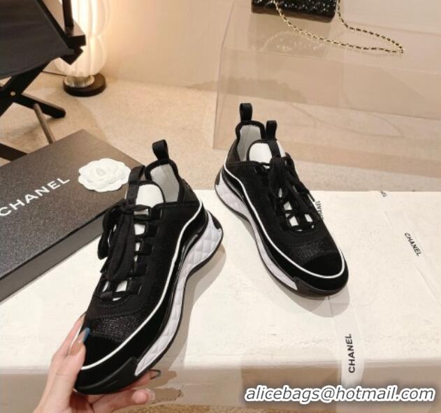 Good Product Chanel Mesh & Suede Sneakers G39070 Black 012906