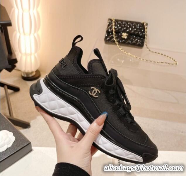 Grade Quality Chanel Fabric & Suede Sneakers G39070 Black 012908