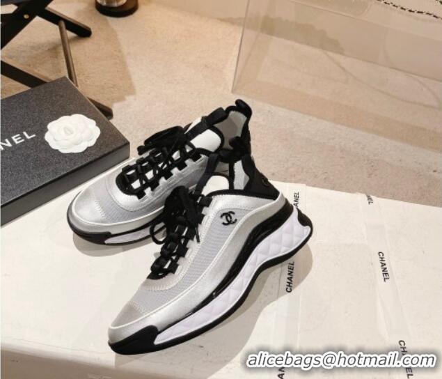 Best Grade Chanel Mesh & Suede Sneakers G39070 Silver 012909