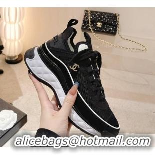 Good Quality Chanel Mesh & Suede Sneakers G39070 Black 012911