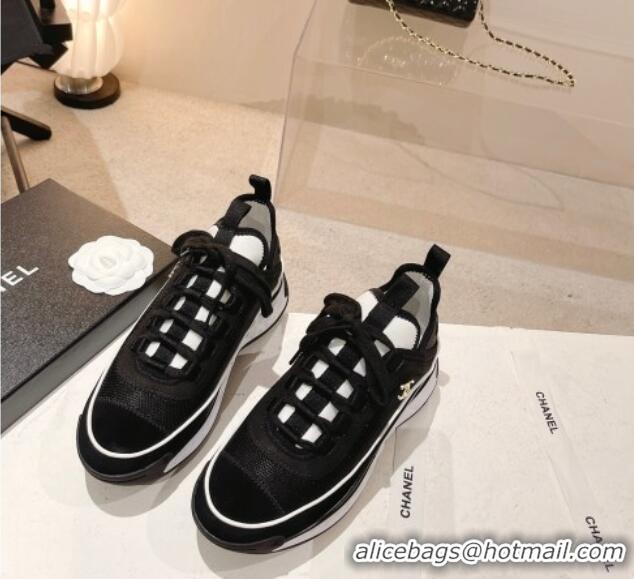 Good Quality Chanel Mesh & Suede Sneakers G39070 Black 012911