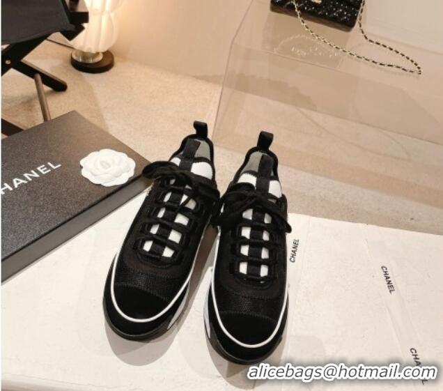 Good Quality Chanel Mesh & Suede Sneakers G39070 Black 012911