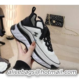 Stylish Chanel Mesh & Suede Sneakers G39070 White/Black 012912