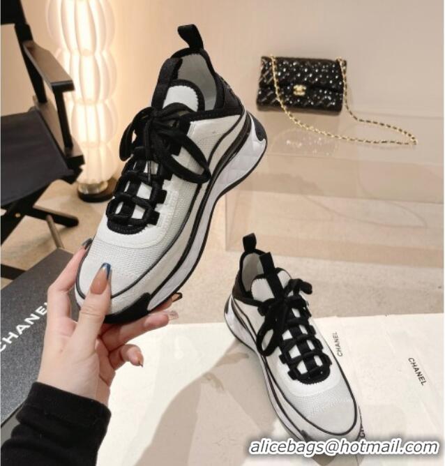 Stylish Chanel Mesh & Suede Sneakers G39070 White/Black 012912