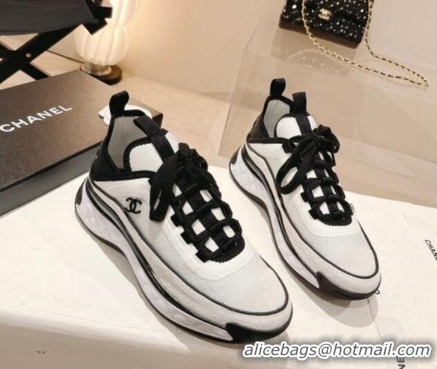 Stylish Chanel Mesh & Suede Sneakers G39070 White/Black 012912