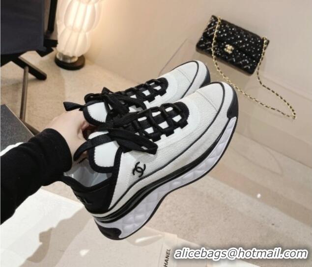 Stylish Chanel Mesh & Suede Sneakers G39070 White/Black 012912