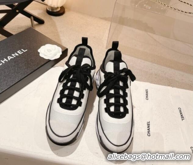 Stylish Chanel Mesh & Suede Sneakers G39070 White/Black 012912