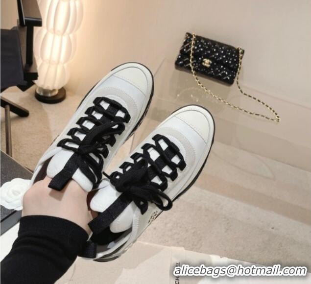 Purchase Chanel Fabric & Suede Sneakers G39070 White/Black 012913