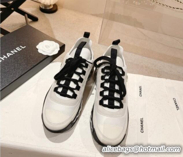 Purchase Chanel Fabric & Suede Sneakers G39070 White/Black 012913