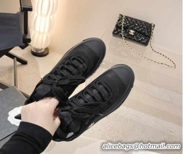 Popular Style Chanel Fabric & Suede Sneakers G39070 Black 012914