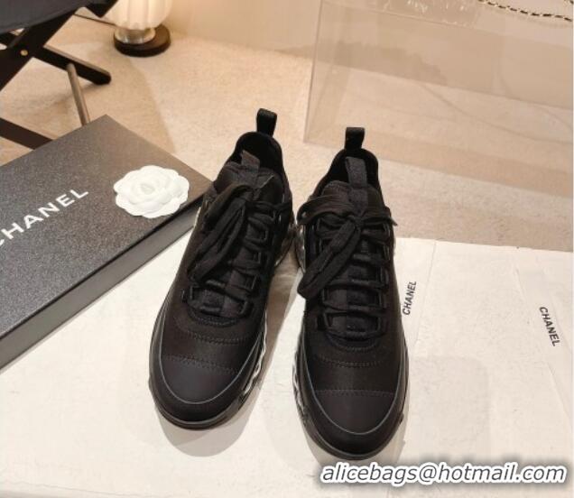 Popular Style Chanel Fabric & Suede Sneakers G39070 Black 012914