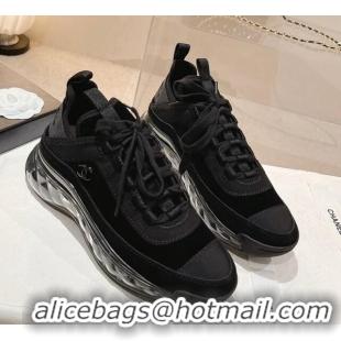 Best Grade Chanel Fabric & Suede Sneakers G39070 Black 012915