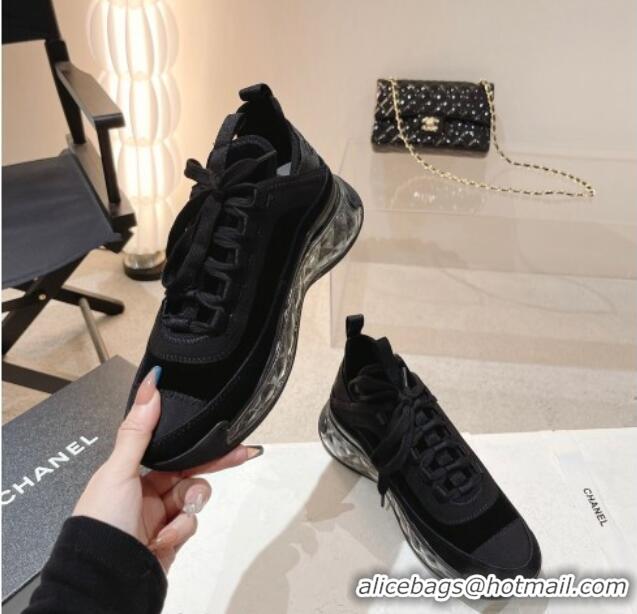 Best Grade Chanel Fabric & Suede Sneakers G39070 Black 012915