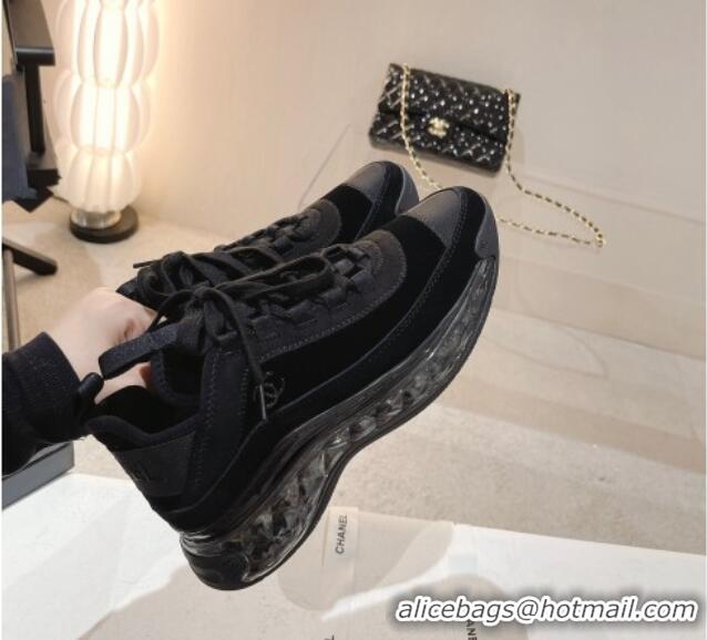 Best Grade Chanel Fabric & Suede Sneakers G39070 Black 012915