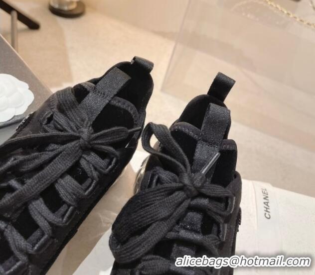 Best Grade Chanel Fabric & Suede Sneakers G39070 Black 012915