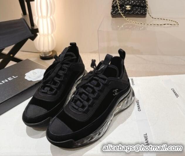 Best Grade Chanel Fabric & Suede Sneakers G39070 Black 012915