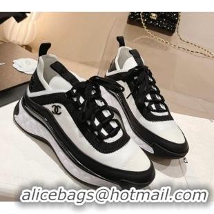 Top Grade Chanel Fabric & Suede Sneakers G39070 White/Black 012917