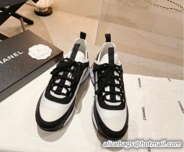 Top Grade Chanel Fabric & Suede Sneakers G39070 White/Black 012917