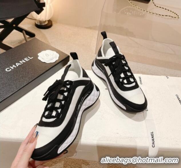 Top Grade Chanel Fabric & Suede Sneakers G39070 White/Black 012917