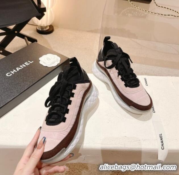 Luxury Chanel Quilted Fabric & Suede Sneakers G39070 Light Pink 012919