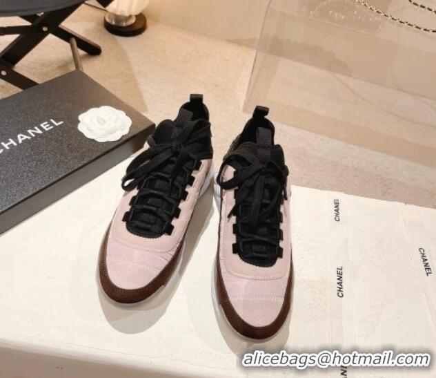 Luxury Chanel Quilted Fabric & Suede Sneakers G39070 Light Pink 012919