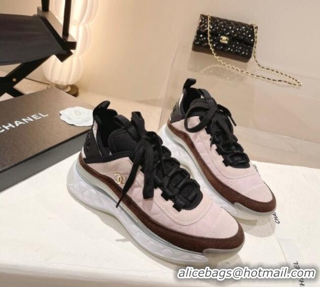 Luxury Chanel Quilted Fabric & Suede Sneakers G39070 Light Pink 012919