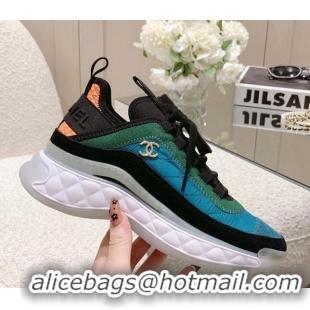 Low Price Chanel Quilted Fabric & Suede Sneakers G39070 Blue/Green 012921