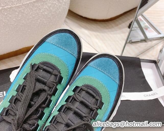 Low Price Chanel Quilted Fabric & Suede Sneakers G39070 Blue/Green 012921