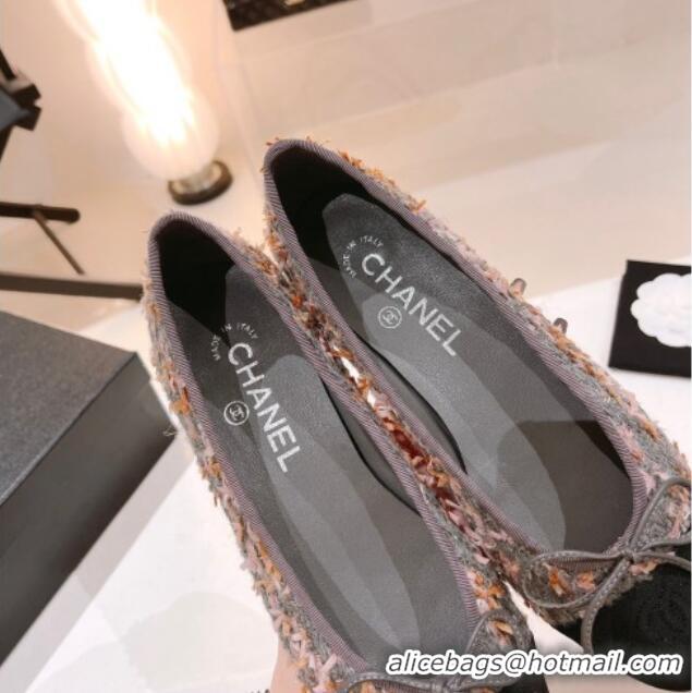 Most Popular Chanel Tweed & Grosgrain Ballerinas Flat G02819 Pink/Grey