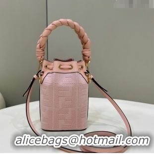 Promotional Fendi Mon Tresor Mini Bucket Bag in FF Canvas Light Pink 2023 038D Top Quality